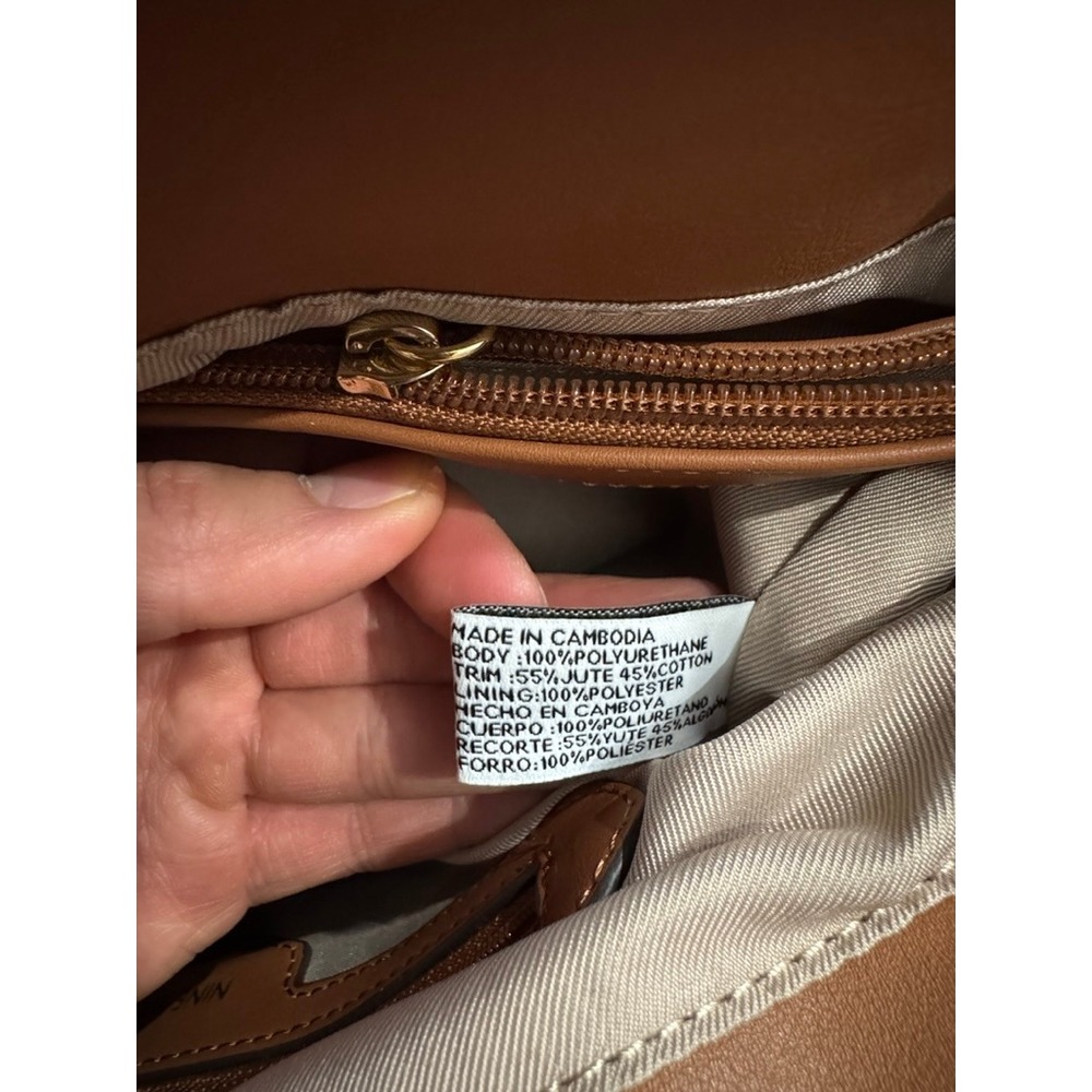 NWOT Nine West Sutton Place Tote Bag Caramel Canvas Woven Cage WGN111623 - Picture 14 of 14